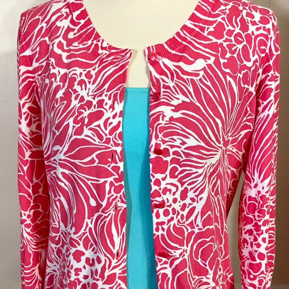 💖 So Cute On! Hot Pink & White Cardigan /C2